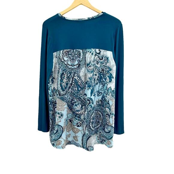 Chico’s Blue Multicolor Paisley Floral Woven Back Tunic Top, Size 1=Small - Picture 5 of 14